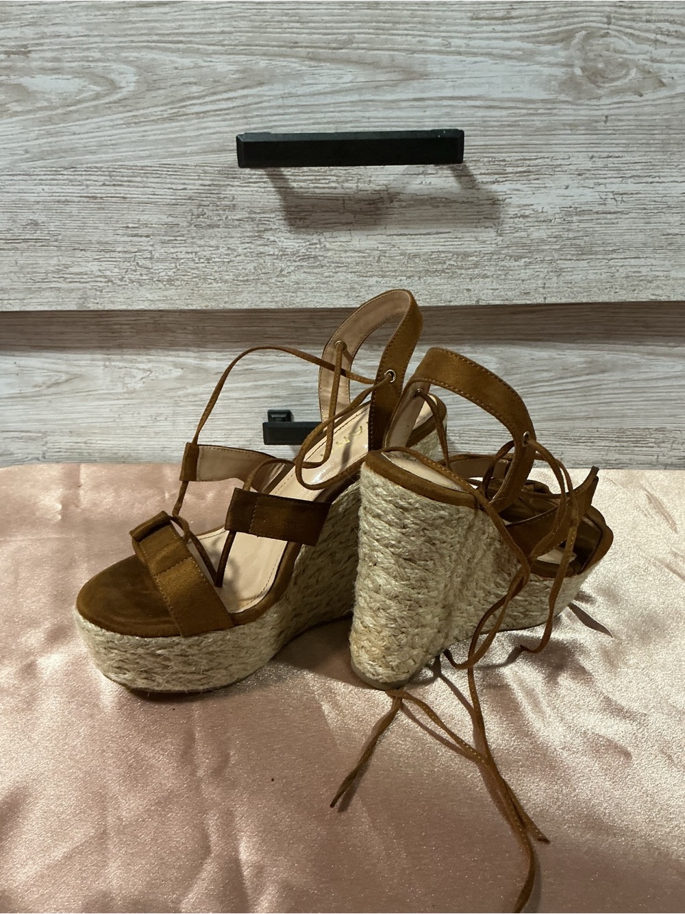Women’s Brown Espadrille Lace-Up Wedge Sandals